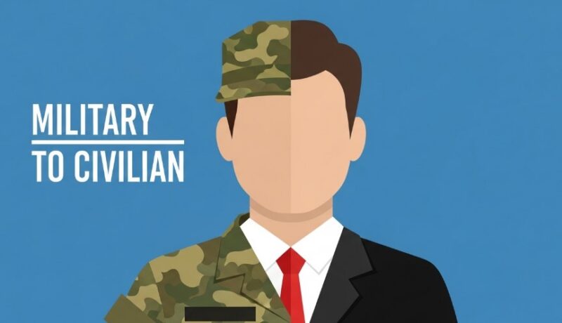 Transitioning from military service to civilian life: a visual representation.